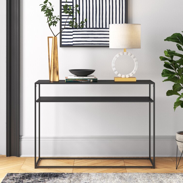 Black steel deals console table